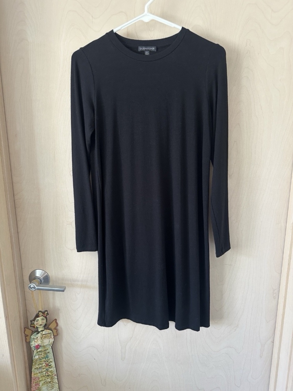 Eileen Fisher XXSmall Black Viscose Jersey Long Sleeve Tunic Dress
